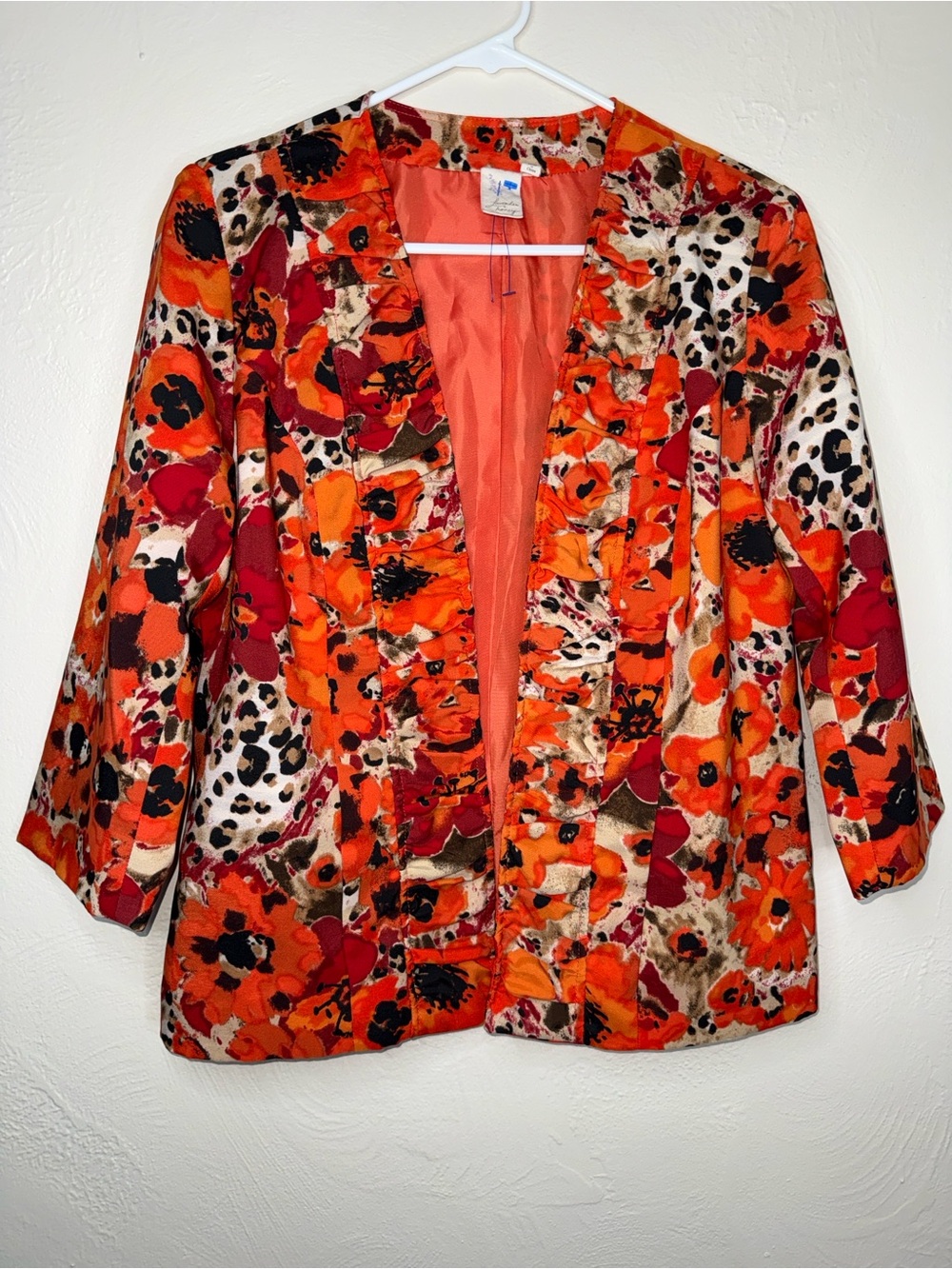 Lavender & Honey Floral Leopard Print Ruffle Blazer Jacket‎ Size S